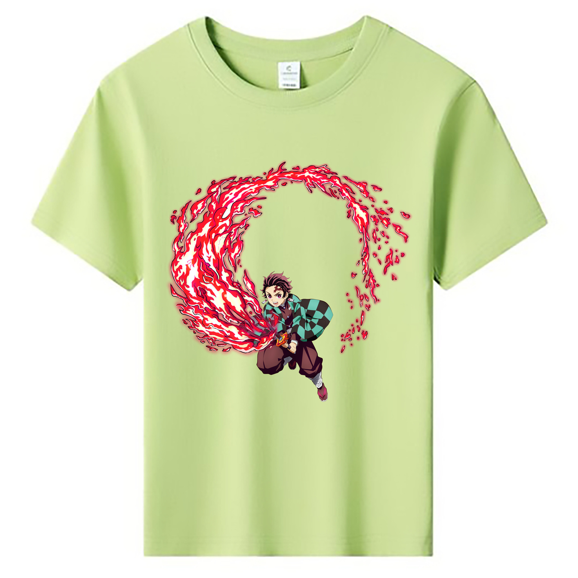 （画像用） 鬼滅の刃 竈門 炭治郎／かまど たんじろう Kamado Tanjirou 綿100％キッズTシャツ（フロントプリント）